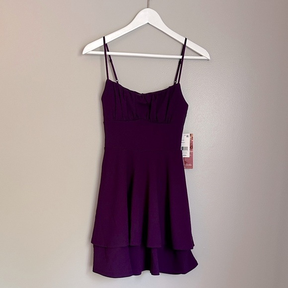 Emerald Sundae Juniors Ruched Tiered Fit and Flare Dress - Picture 1 of 5